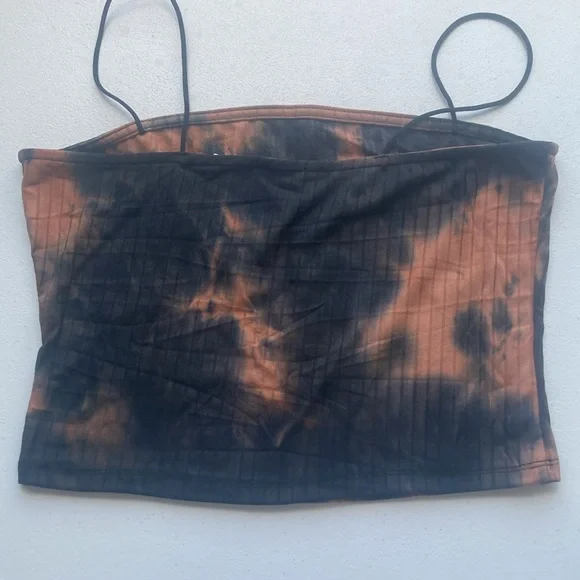 3/$12 Rue21 crop top tie dye print ribbed cropped bling BADDIE on front L jrs - Picture 9 of 13